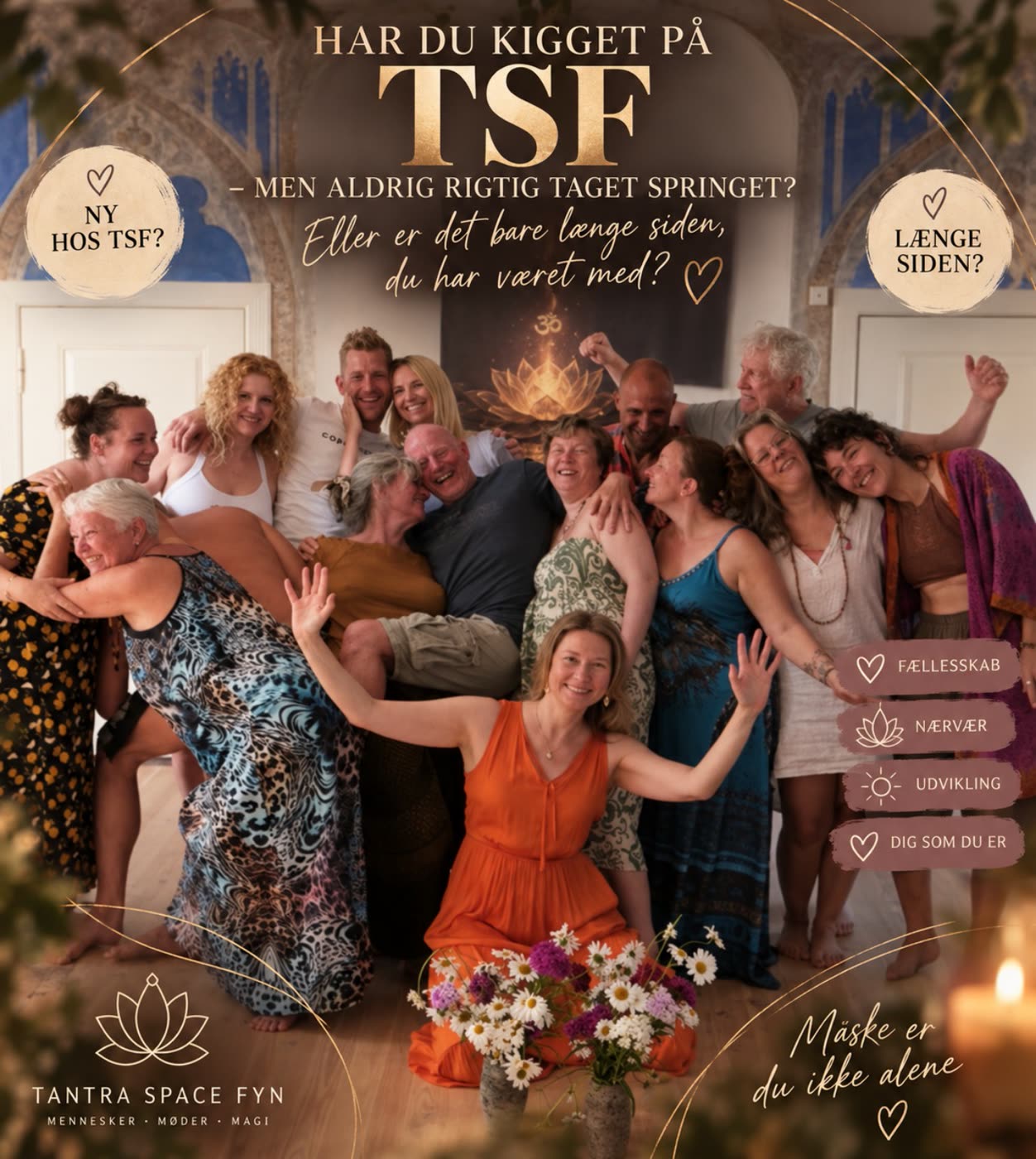 Deltagere fra Tantra Space Fyn samlet i salen – “Har du kigget på TSF?”